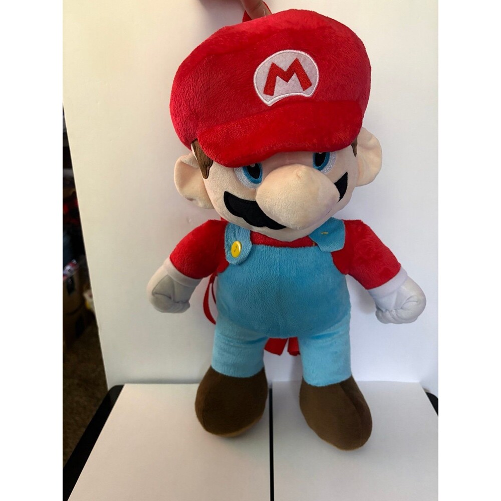 NWT Super Mario Plush Backpack Stuffed Animal Toy Zipper Closure 18" Gaming Soft